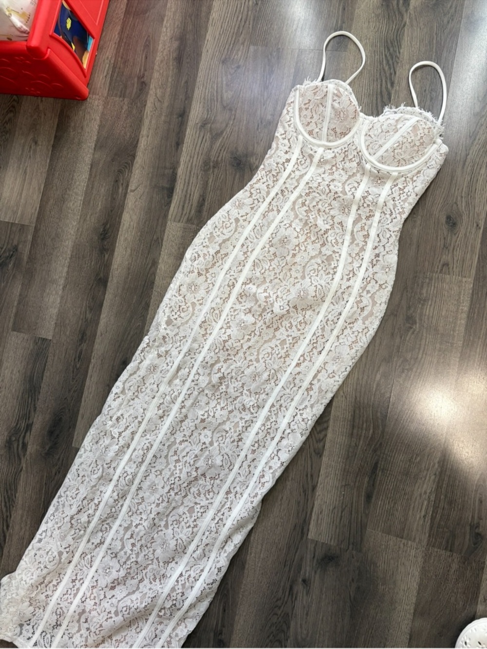 Fashion Nova White Lace Midi Dress